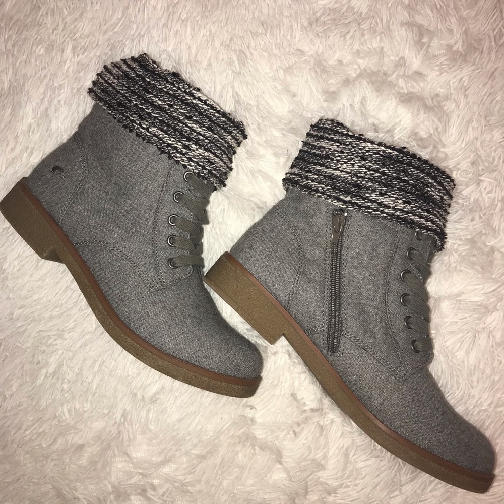 Grey Rocket Dog Combat Boots With Leg Warmers